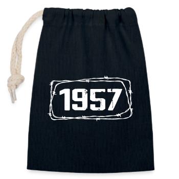 Vintage Fabriqué En 1957 - Anniversaire 67 ans - Sac cadeau en coton avec cordon (14 x 20 cm) - bleu marine - Devant