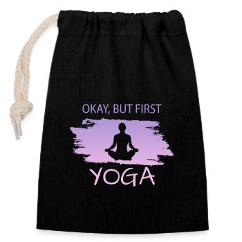 Yoga - Verschließbarer Geschenkbeutel aus Baumwolle (14x20cm) - Schwarz - Vorne