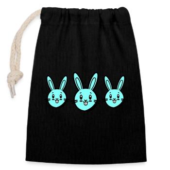 Symbole de Pâques lapin - Sac cadeau en coton avec cordon (14 x 20 cm) - noir - Devant