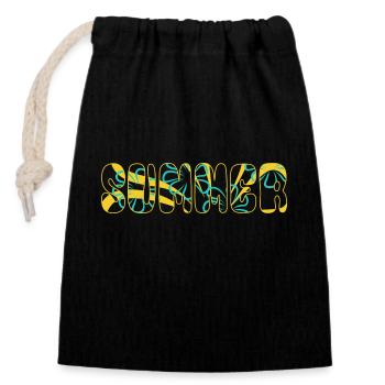 Summer - sun - holiday - good mood - Closable cotton gift bag (14x20cm) - black - Front