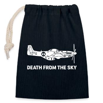 Vintage Fighter Plane (White) - Closable cotton gift bag (14x20cm) - navy - Front