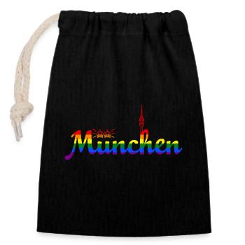 Munich Pride - Sac cadeau en coton avec cordon (14 x 20 cm) - noir - Devant