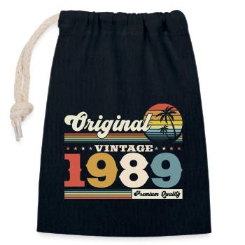 Original 1989 Millésime 1989 35ème anniversaire 1989 - Sac cadeau en coton avec cordon (14 x 20 cm) - bleu marine - Devant