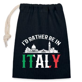 Italie - Sac cadeau en coton avec cordon (14 x 20 cm) - bleu marine - Devant