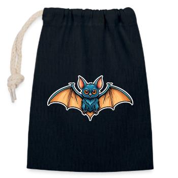 Fledermaus Neo Traditional - Verschließbarer Geschenkbeutel aus Baumwolle (14x20cm) - Navy - Vorne