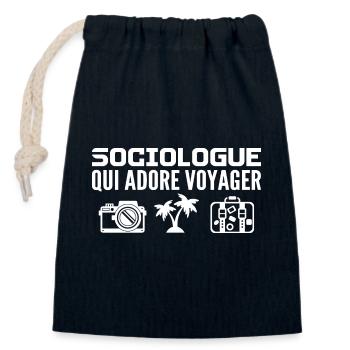 Reisende & Soziologen: Leidenschaft & Entdeckung - Verschließbarer Geschenkbeutel aus Baumwolle (14x20cm) - Navy - Vorne