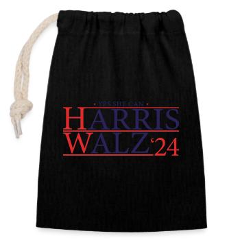 Kamala Walz 2024 - Kamala für die Präsidentin - Verschließbarer Geschenkbeutel aus Baumwolle (14x20cm) - Schwarz - Vorne