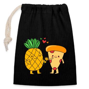 Pizza Hawaï Pizza Ananas - Sac cadeau en coton avec cordon (14 x 20 cm) - noir - Devant