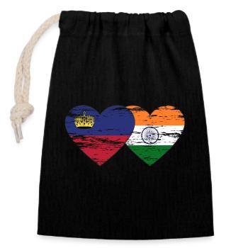 Liechtenstein India flag used - Closable cotton gift bag (14x20cm) - black - Front