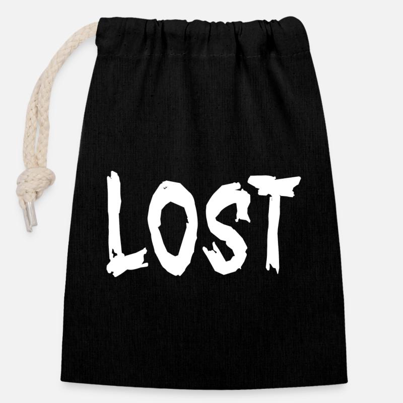 LOST - Closable cotton gift bag (14x20cm) - black