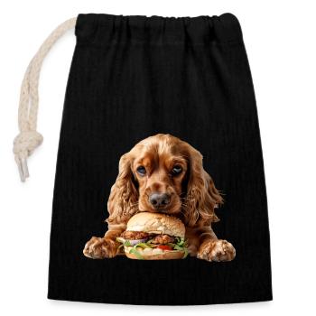 Cocker Spaniel - Sac cadeau en coton avec cordon (14 x 20 cm) - noir - Devant
