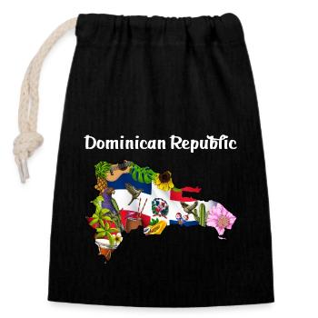 République dominicaine Carte - Sac cadeau en coton avec cordon (14 x 20 cm) - noir - Devant