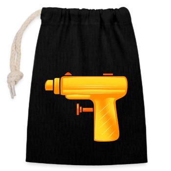 Water pistol - Closable cotton gift bag (14x20cm) - black - Front