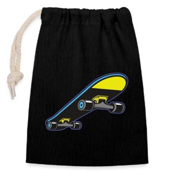 Skateboard – Yellow & Blue Vibes - Skateboarding - Sac cadeau en coton avec cordon (14 x 20 cm) - noir - Devant