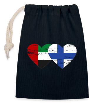 Vereinigte Arabische Emirate Finnland Flagge Herz - Verschließbarer Geschenkbeutel aus Baumwolle (14x20cm) - Navy - Vorne