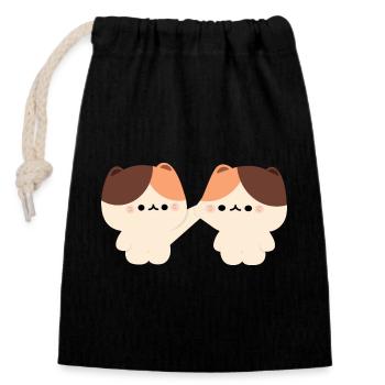 Tortie Cat Couple - Closable cotton gift bag (14x20cm) - black - Front