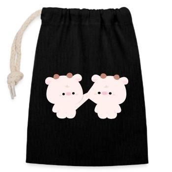 Couple de vaches - Sac cadeau en coton avec cordon (14 x 20 cm) - noir - Devant