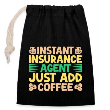 Insurance Agent Just Add Coffee Funny Insurance - Verschließbarer Geschenkbeutel aus Baumwolle (14x20cm) - Schwarz - Vorne