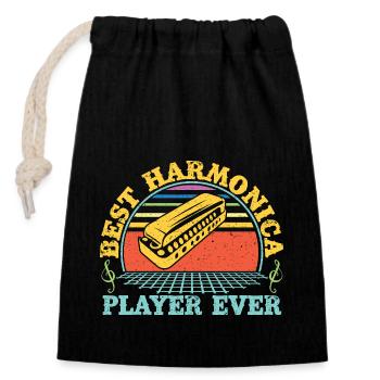 Funny Harmonica Player Best Player Ever Harmonica - Verschließbarer Geschenkbeutel aus Baumwolle (14x20cm) - Schwarz - Vorne