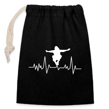 Parkour Heartbeat - Design urbain dynamique - Sac cadeau en coton avec cordon (14 x 20 cm) - noir - Devant