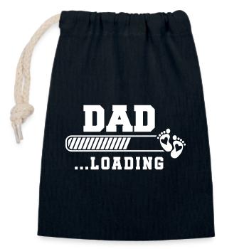Père Enfant Lien Bébé Empreinte Design - Sac cadeau en coton avec cordon (14 x 20 cm) - bleu marine - Devant