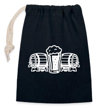 Bier Bierfass Bierglas - Verschließbarer Geschenkbeutel aus Baumwolle (14x20cm) - Navy - Vorne