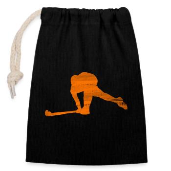 Hockey Pays-Bas - Sac cadeau en coton avec cordon (14 x 20 cm) - noir - Devant