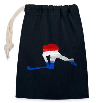 Hockey Niederlande - Verschließbarer Geschenkbeutel aus Baumwolle (14x20cm) - Navy - Vorne