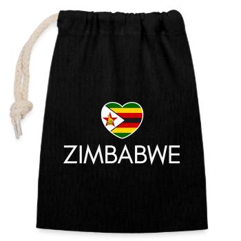 J’aime le Zimbabwe, c’est le cœur du Zimbabwe - Sac cadeau en coton avec cordon (14 x 20 cm) - noir - Devant