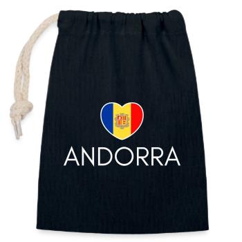 Cœur avec drapeau andorran, fierté andorrane - Sac cadeau en coton avec cordon (14 x 20 cm) - bleu marine - Devant