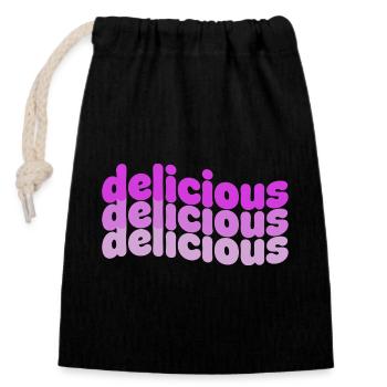 Délicieux motif de dégradé typo - Sac cadeau en coton avec cordon (14 x 20 cm) - noir - Devant