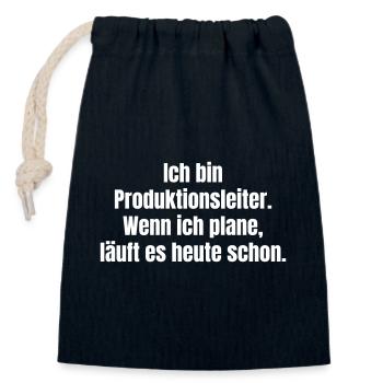 Production Manager Spruch: Planning is underway - Closable cotton gift bag (14x20cm) - navy - Front