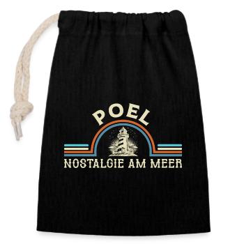 POEL NOSTALGIE AM MEER Poel Souvenier Lustig - Verschließbarer Geschenkbeutel aus Baumwolle (14x20cm) - Schwarz - Vorne