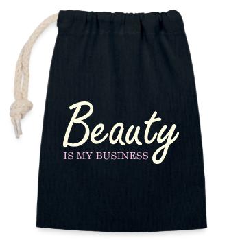Schönheit ist mein Business Elegante Script - Verschließbarer Geschenkbeutel aus Baumwolle (14x20cm) - Navy - Vorne