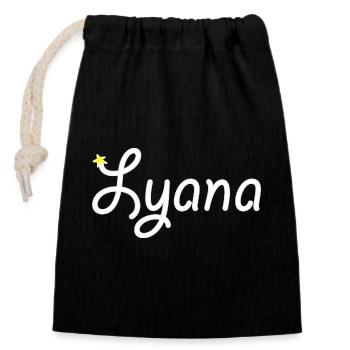 Lyana - Sac cadeau en coton avec cordon (14 x 20 cm) - noir - Devant