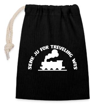 Senk ju for treveling wis der Eisenbahn - Sac cadeau en coton avec cordon (14 x 20 cm) - noir - Devant
