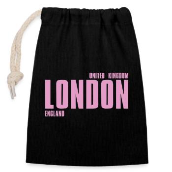 London Pink Bold Typography - Closable cotton gift bag (14x20cm) - black - Front