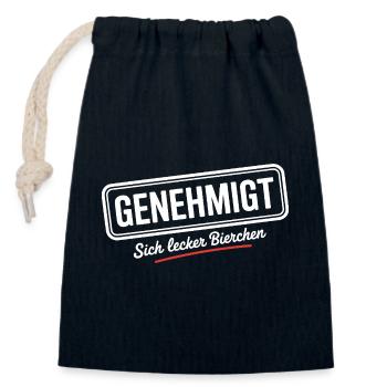 se permet de se faire plaisir bière alcoolisée bière de fête - Sac cadeau en coton avec cordon (14 x 20 cm) - bleu marine - Devant