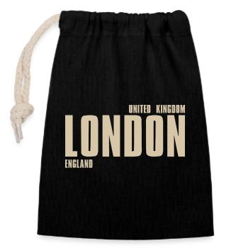 London Retro Typography - Closable cotton gift bag (14x20cm) - black - Front