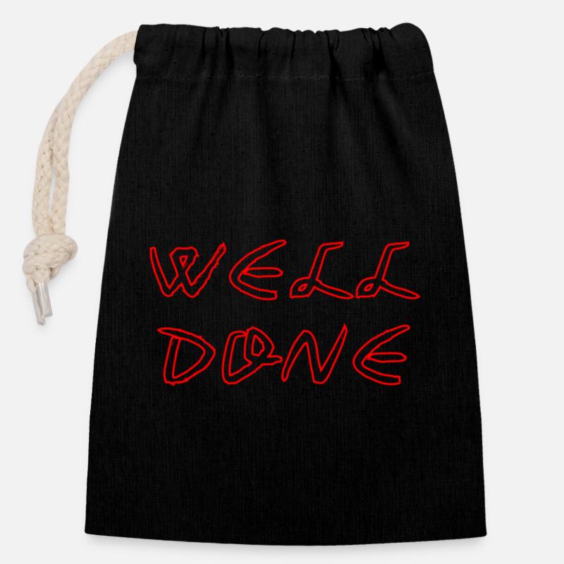 WELL_DONE - Sac cadeau en coton avec cordon (14 x 20 cm) - noir