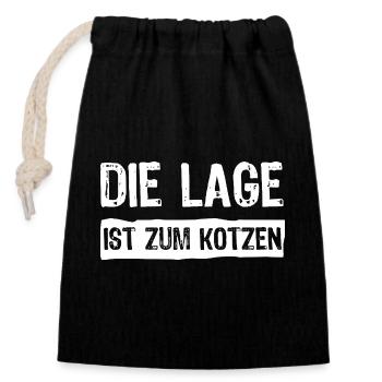 Die Lage ist zum kotzen - Verschließbarer Geschenkbeutel aus Baumwolle (14x20cm) - Schwarz - Vorne