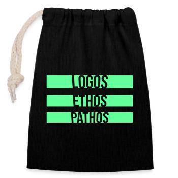 Logos Ethos Pathos Rhétorique Étudiant en Philosophie - Sac cadeau en coton avec cordon (14 x 20 cm) - noir - Devant