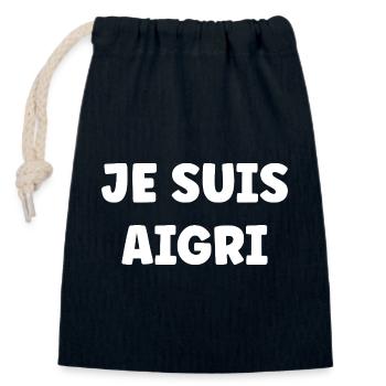 Je suis aigri - Sac cadeau en coton avec cordon (14 x 20 cm) - bleu marine - Devant