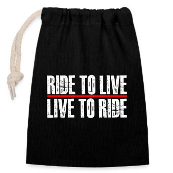 ride to live - Verschließbarer Geschenkbeutel aus Baumwolle (14x20cm) - Schwarz - Vorne