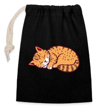 schlafende Katze Kätzchen Tigerkatze - Verschließbarer Geschenkbeutel aus Baumwolle (14x20cm) - Schwarz - Vorne