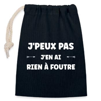 rien à foutre - Sac cadeau en coton avec cordon (14 x 20 cm) - bleu marine - Devant