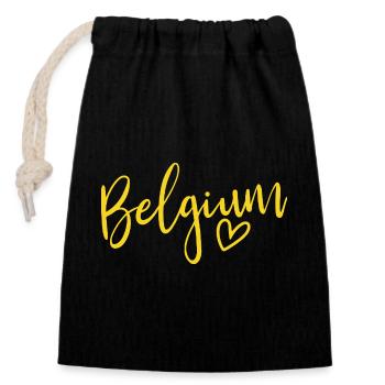 Cœur belge – Women’s Love Belgium - Sac cadeau en coton avec cordon (14 x 20 cm) - noir - Devant
