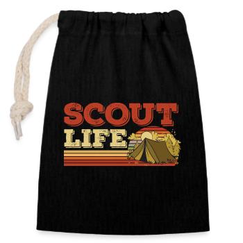Retro Scout Scouting Leben Zelt Hobby Camp - Verschließbarer Geschenkbeutel aus Baumwolle (14x20cm) - Schwarz - Vorne