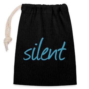 Silent - Closable cotton gift bag (14x20cm) - black - Front