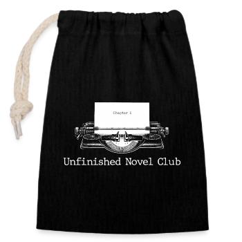Unfinished Novel Club Bookish Writer Aesthetic - Closable cotton gift bag (14x20cm) - black - Front